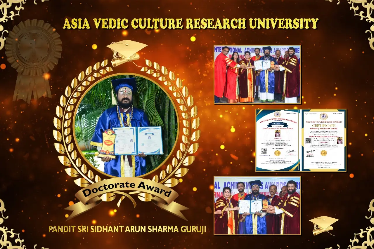 dr pandit sri sidhant arun sharma guruji receving doctrate award